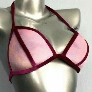 Nwt PINK Victorias Secret Push Up Pink Tie Dye Velvet Swim Bikini Top M